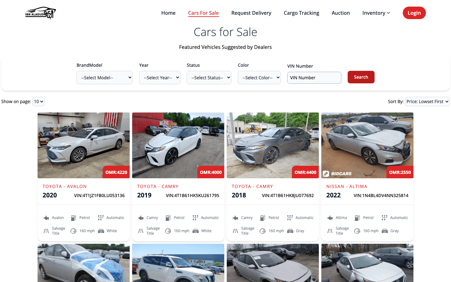 Cars for sale listings